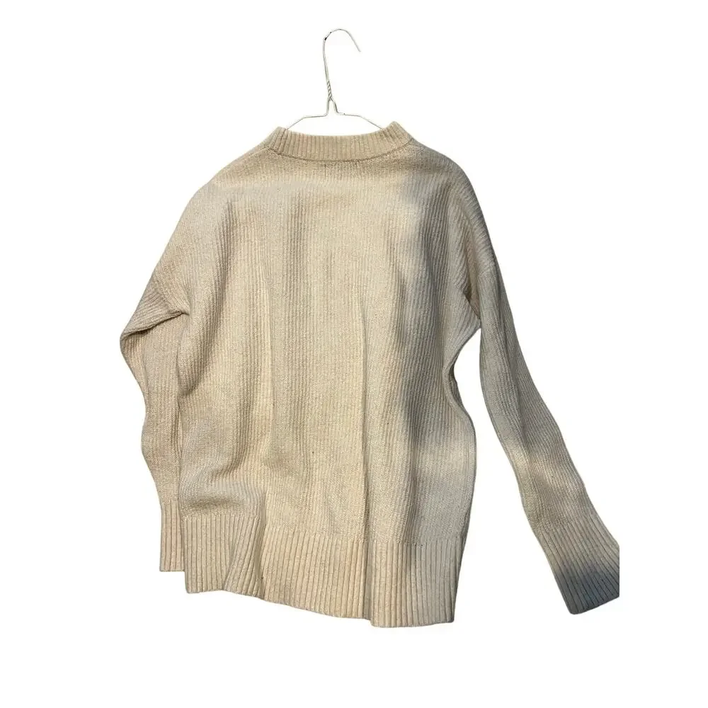 Old Navy White Cable Knit Crew Neck Sweater Mens Medium
